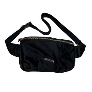 Madden Girl Fanny Pack Small Black Nylon Belt Bag Silver Hardware Adjustable